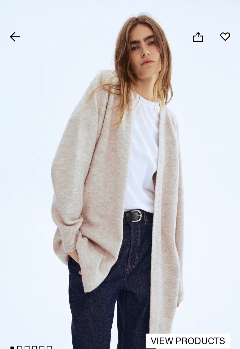 NWOT Long Women’s Cardigan - Light Beige Size Medium